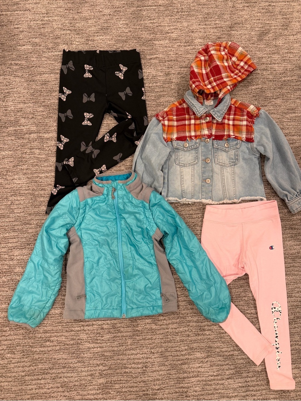 Girls Size 4T 4-5 Fall Clothes Lot REI Jacket Champion Disney Denim